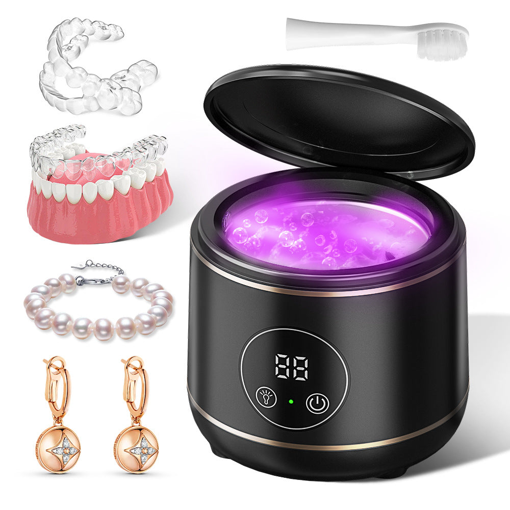 Medical Ultrasonic Cleaning Machine Household Clean Jewelry With UV Lamp Dentures Small Black Touch Cleaner Home New