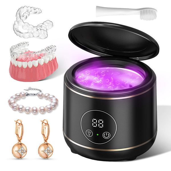 Medical Ultrasonic Cleaning Machine Household Clean Jewelry With UV Lamp Dentures Small Black Touch Cleaner Home New