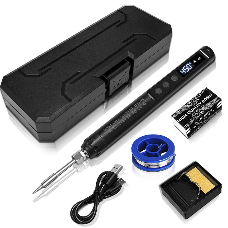 12W Digital USB Wireless Soldering Iron Set | Adjustable Temperature: 200–450°C | 30-Minute Fast Charging | Includes Rosin, Soldering Iron Stand, and Solder Wire