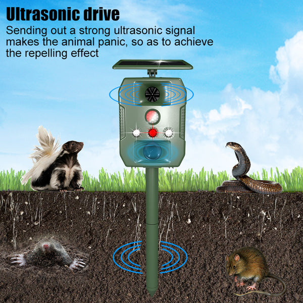 High Power Animal Repeller Solar Powered Multi-function Dog and Mouse Repeller Outdoor Ultrasonic Bird Repeller
