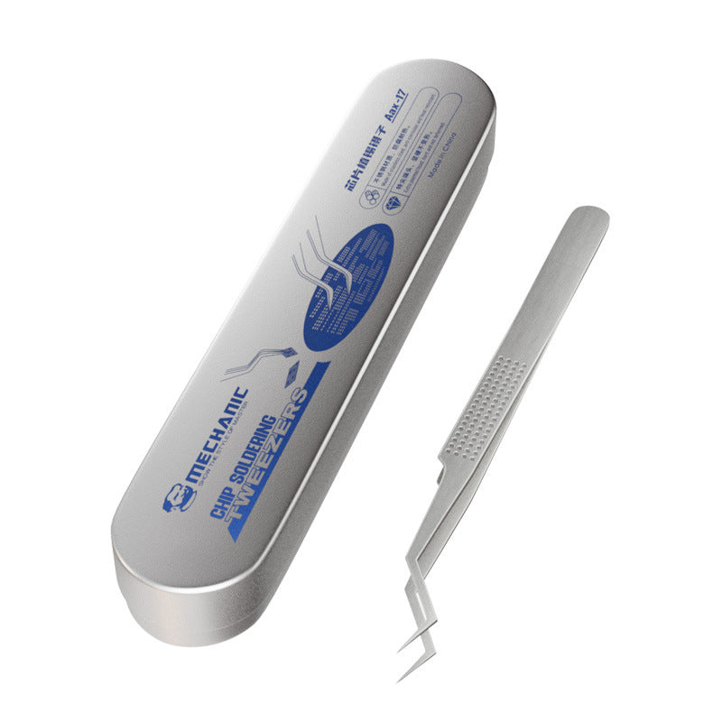 MECHANIC High-Precision Chip Soldering Tweezers 0.007mm Jumper Wire Grip Anti-Static Stainless Steel Designed for Mobile Phone and Electronics Repair
