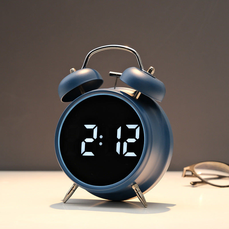High-End Vintage Electroplated Metal Loud Alarm Clock | Extra-Loud Digital Display Bedside Clock