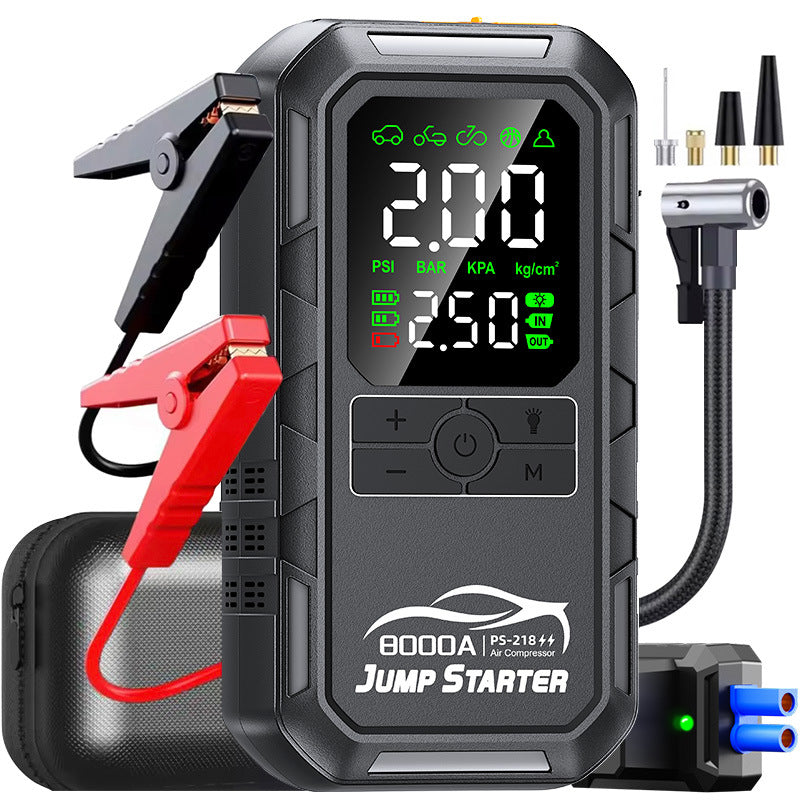 4-IN-1 Car Tire Inflator Battery Jump Starter with Air Compressor Peak 8000A Auto Battery Booster 150PSI Air Pump Portable Power Bank Tire Inflator