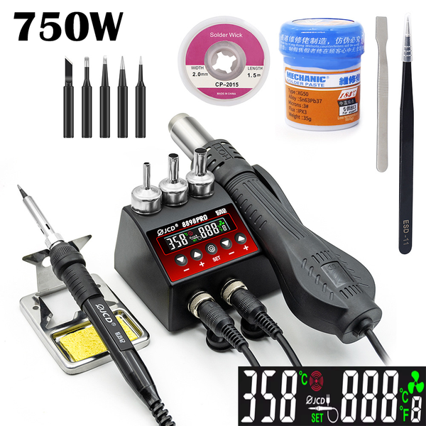 JCD 750W Soldering Station LCD HD Digital Display 2 in 1 Rework Welding Station For Phone BGA SMD PCB IC Repair Tools Solder Tools