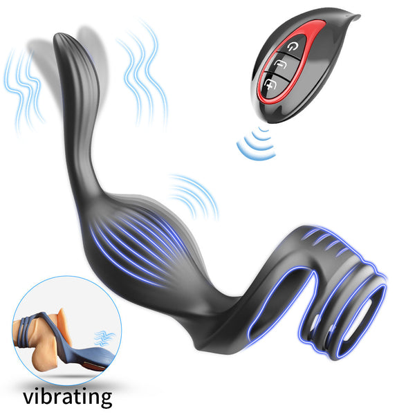 3-in-1 Remote Control Prostate Massager & Cock Ring Set – Dual Motor, 11 Vibration Modes, 33-Foot Wireless Range, Silicone Anal Plug for Men and Couples