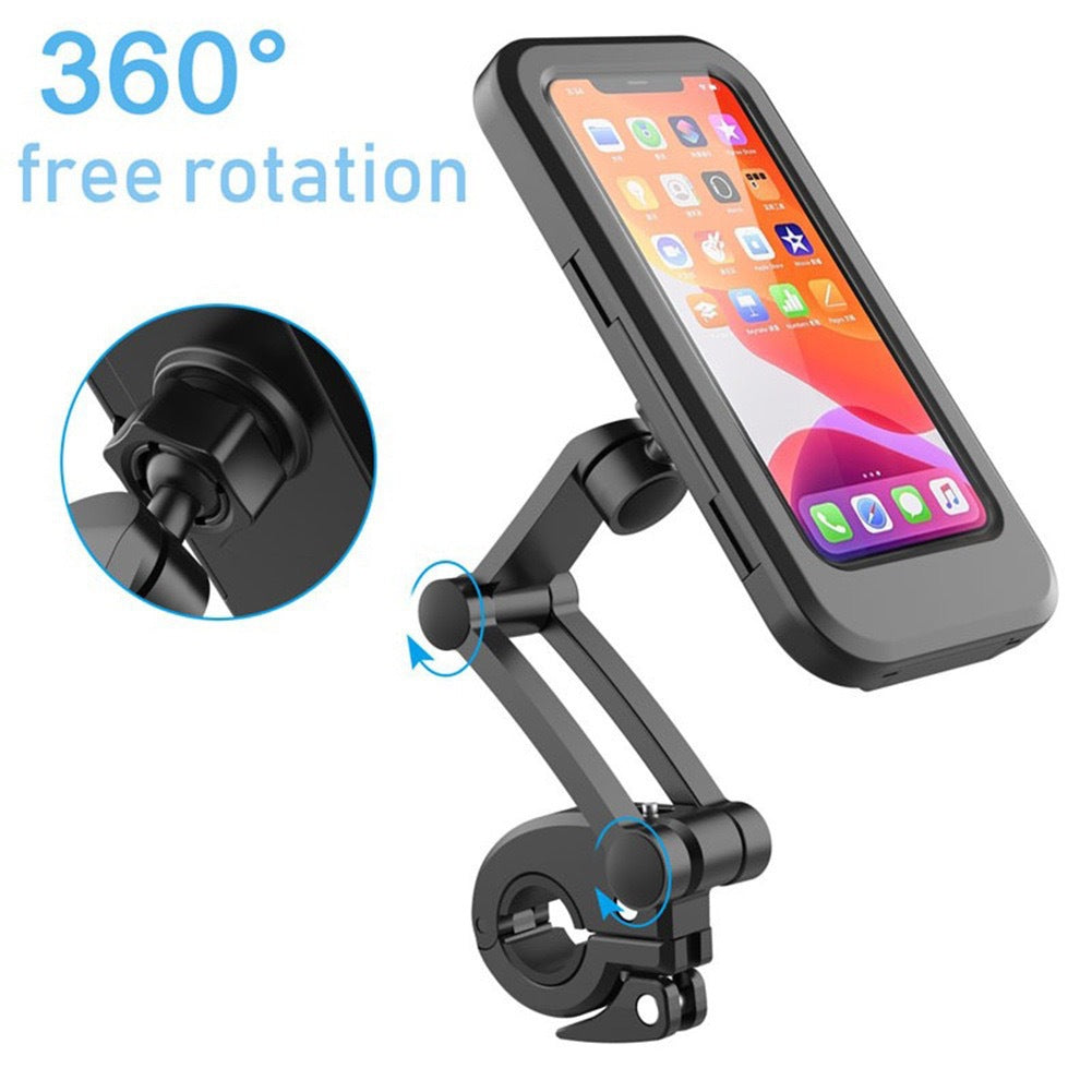Universal Waterproof Bicycle Motorcycle Mobile Phone Holder Support GPS 360°Swivel Adjustable Cellphone Holder