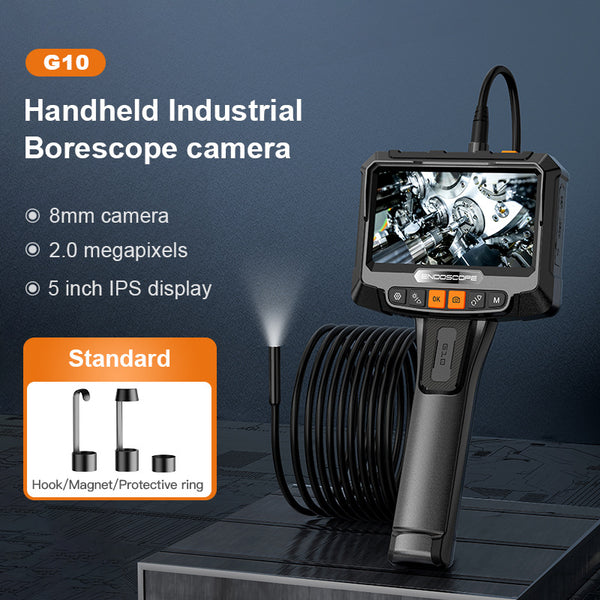 1080P 8mm Dual Lens Handheld Endoscope Camera with 5 inch IPS LCD Inspection Camera