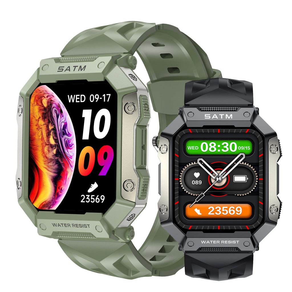 Military-Grade Rugged Smartwatch Heart Rate, Blood Pressure, and Blood Oxygen Monitoring Outdoor Sports IP68 Waterproof Bluetooth Calling Smart Wristwatch Unisex