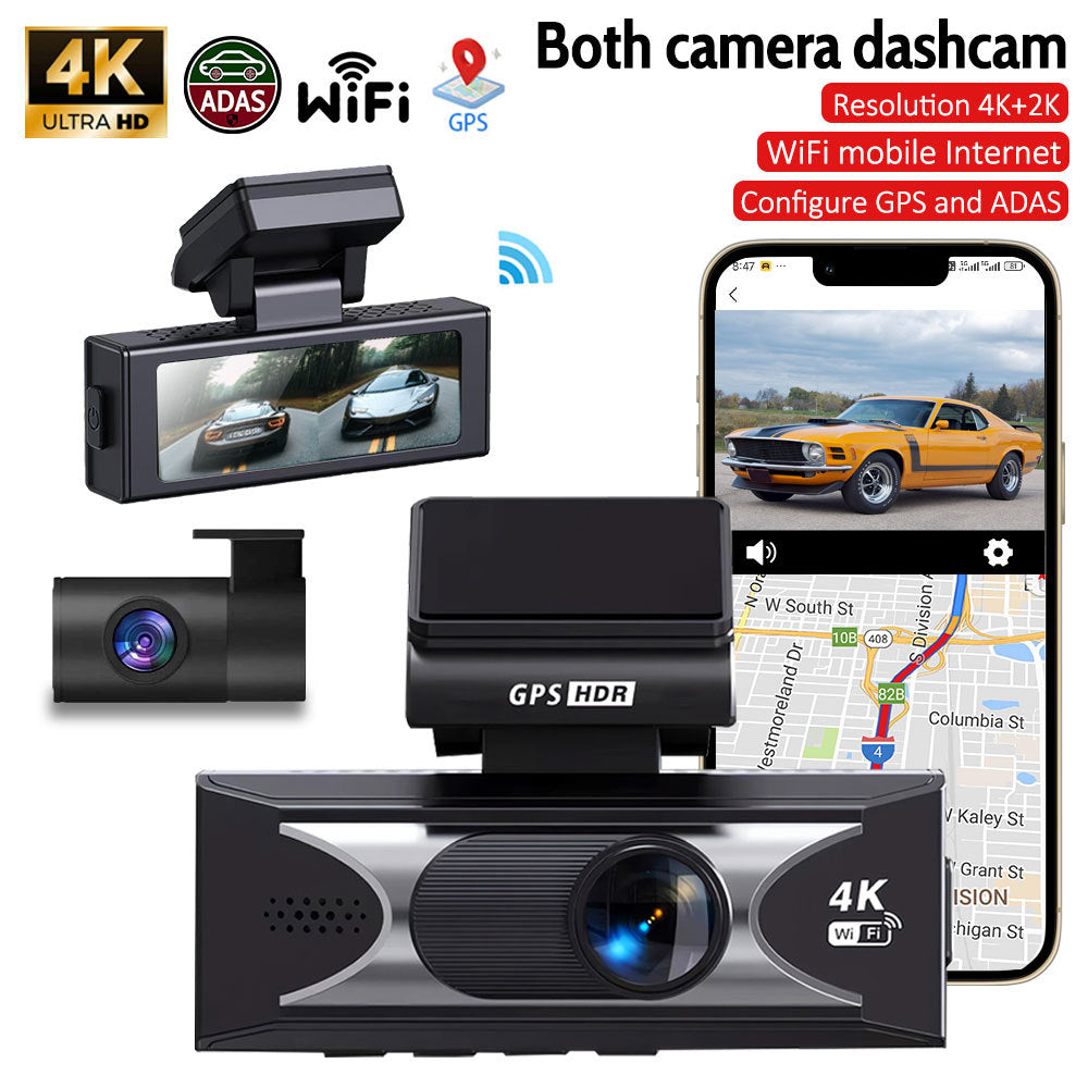 2026 New Dual 4K Front and Rear Dash Cam, 3.2-inch IPS Screen, ADAS Driving Assistance, GPS Tracker, WiFi App Control, 24-Hour Parking Monitor, Loop Recording, G-Sensor – Ultra HD Car Camera