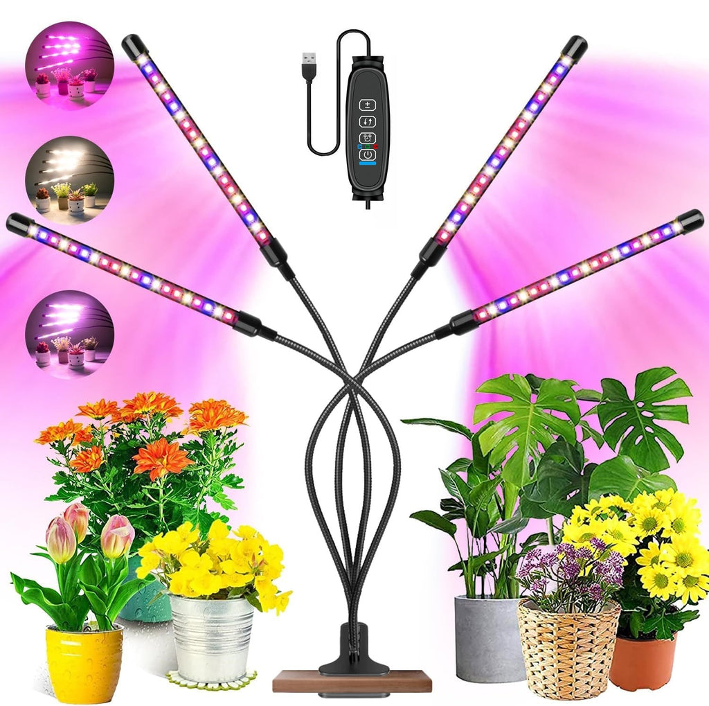 USB Plants Grow Lamp 2/3/4 Heads Full Spectrum Led Grow Light With Timer Dimmable Phyto Succulent Lamp Supplementary Light Lamp