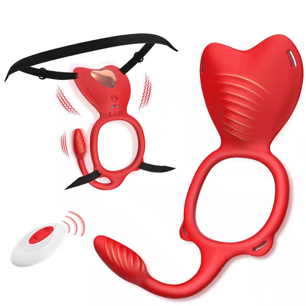 Wearable Remote-Controlled Couples' Vibrator | Ejaculation Control Ring with Clitoral Stimulation and Prostate Massager | The Ultimate Tool for Couples' Pleasure