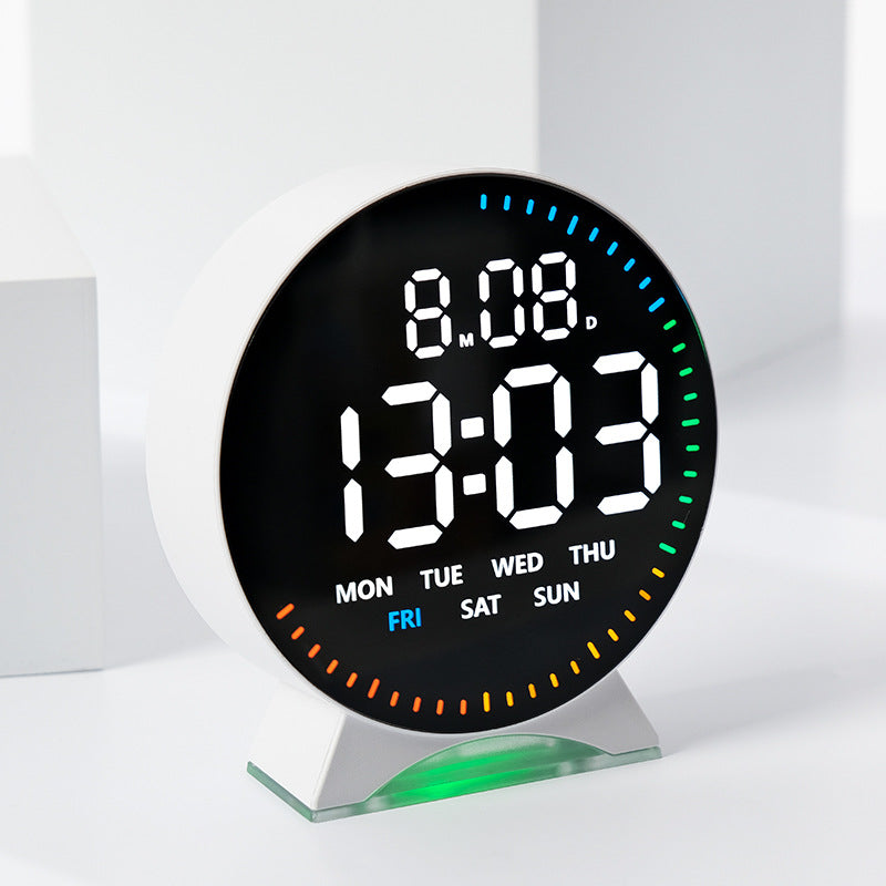New Running Second LED Alarm Clock Atmosphere Lights Date Digital LED Clocks Calendar 12/24H Display Table Clock Home Decor