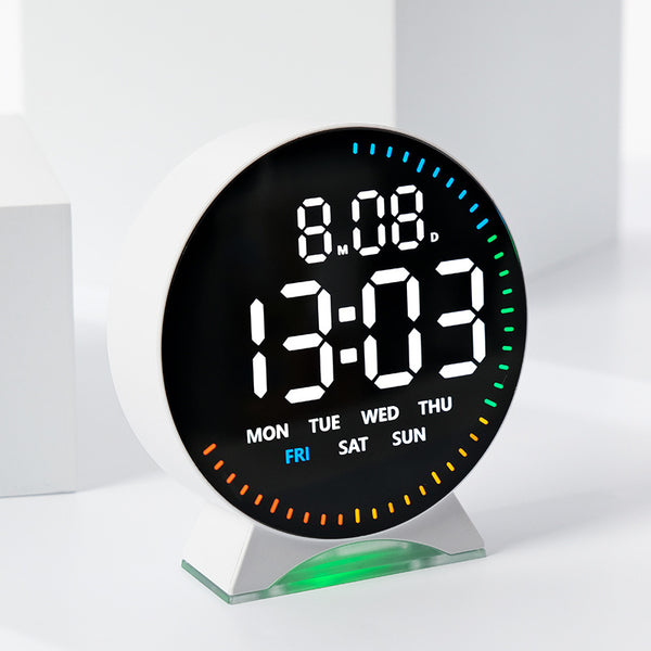 New Running Second LED Alarm Clock Atmosphere Lights Date Digital LED Clocks Calendar 12/24H Display Table Clock Home Decor