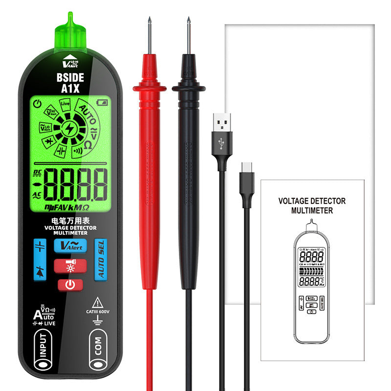 Voltage Tester Digital Voltmeter Non-Contact Electrician Pen Detector Voltmeter Ac Live Wire Test Diode Meter USB Rechargeable