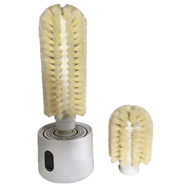 No-Hands Hanging Electric Cup Cleaner – Multifunctional Water Bottle Brush with 2Pcs Soft PVC Brush Heads, Automatic Rotation, Universal for Glass, Mugs & Tumblers