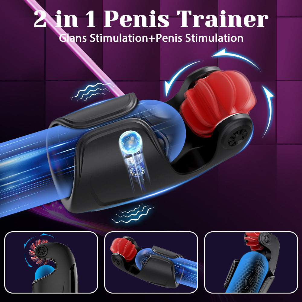 2 in 1 Penis Trainer & Electric Masturbator | 10 Rotating Tongue + 10 Tapping Vibration Modes | Life Waterproof Magnetic Rechargeable