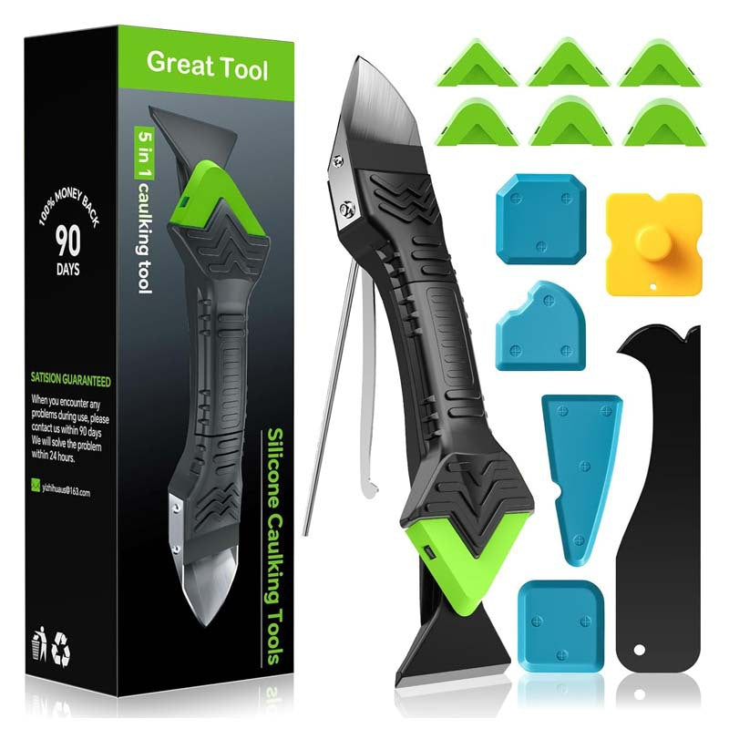 13Pcs Ultimate 5-in-1 Sealant Remover & Finisher Silicone Caulking Tool Kit | Multi-Angle Grout Scraper for Bathroom, Kitchen & Tiles