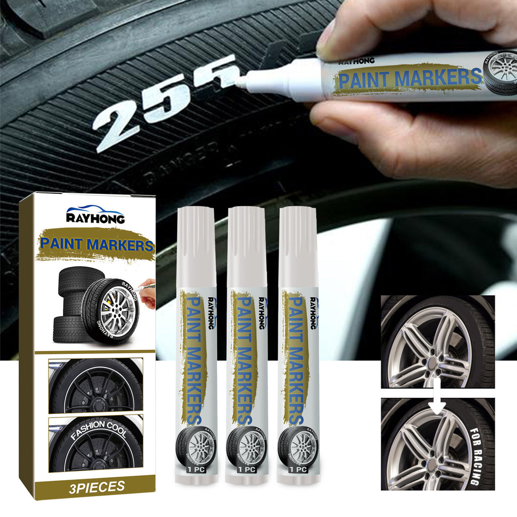 3Pcs White Waterproof Rubber Permanent Paint Marker Pen Car Tyre Tread Environmental Tire Painting Graffti Pen