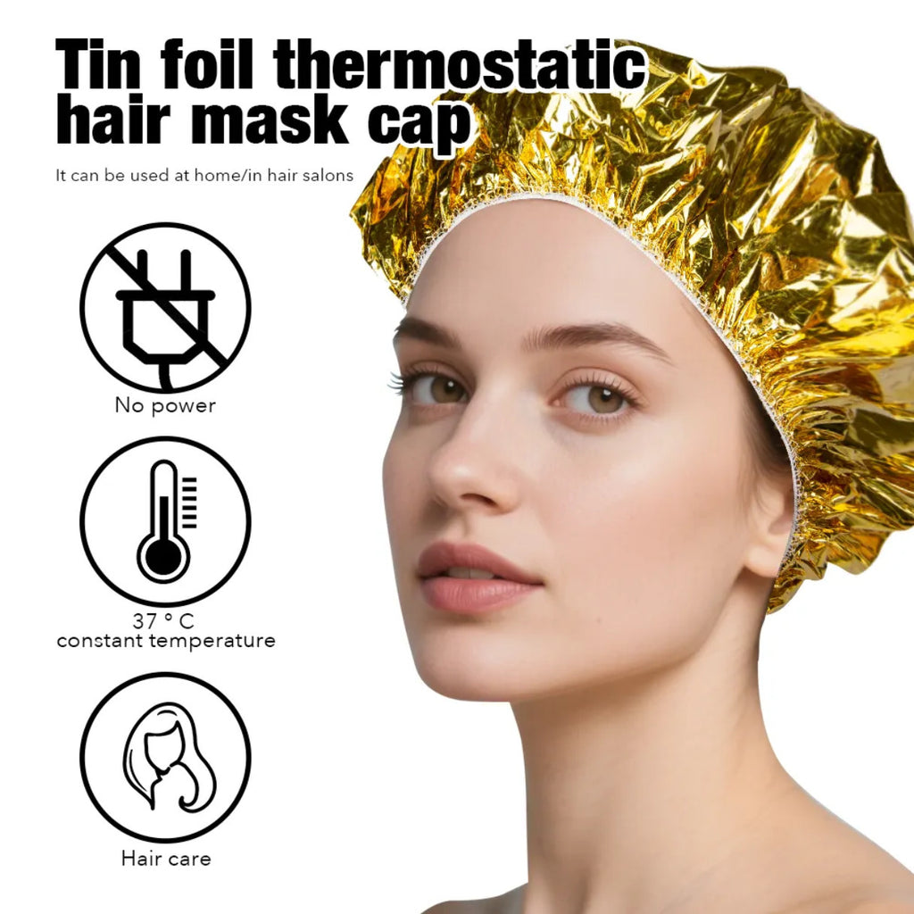 20Pcs Reusable Aluminum Foil Constant-Temperature Hair Treatment Cap | Cordless 37°C Self-Heating Hair Mask Cap | Deep Conditioning, Hair Dyeing, and Hair Treatment Cap