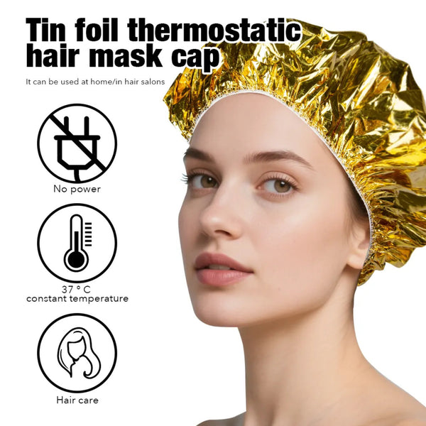 20Pcs Reusable Aluminum Foil Constant-Temperature Hair Treatment Cap | Cordless 37°C Self-Heating Hair Mask Cap | Deep Conditioning, Hair Dyeing, and Hair Treatment Cap