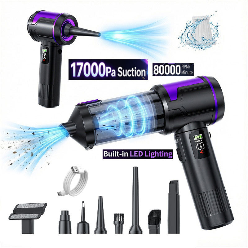 17000Pa 4-in-1 Vacuum, Blower, Suction & Inflator All-in-One Wireless Vacuum Cleaner | Cyclone Suction, Large Digital Display, 3 Power Settings, Dual-Use for Car and Home