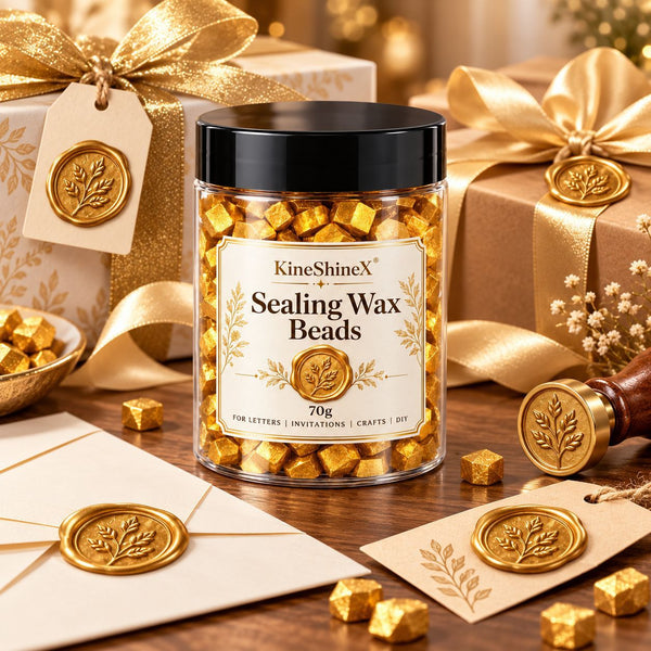 3 Jars of Gold Sealing Wax Beads, 70g per jar | Vintage Metallic-Finish Sealing Wax Beads | Perfect Leveling, Non-Sticky to Stamps | DIY Sealing Kit for Wedding Invitations, Journaling, and Gift Wrapping