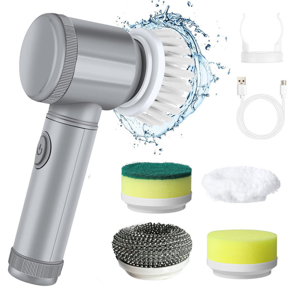 Electric Rotating Cleaning Brush, Cordless Cleaning Brush, Comes with 5/6 Replaceable Brush Heads, Rechargeable Electric Cleaning Brush