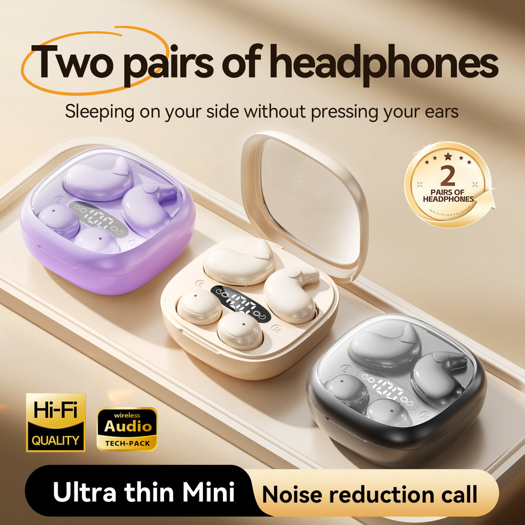 Twin Sleep Earphones | No Pressure on the Ears When Sleeping on Your Side | Two Bluetooth Earphones for the Price of One | Wireless 5.4 GHz Hi-Fi Sound Quality | Miniature, Discreet Sleep Aids