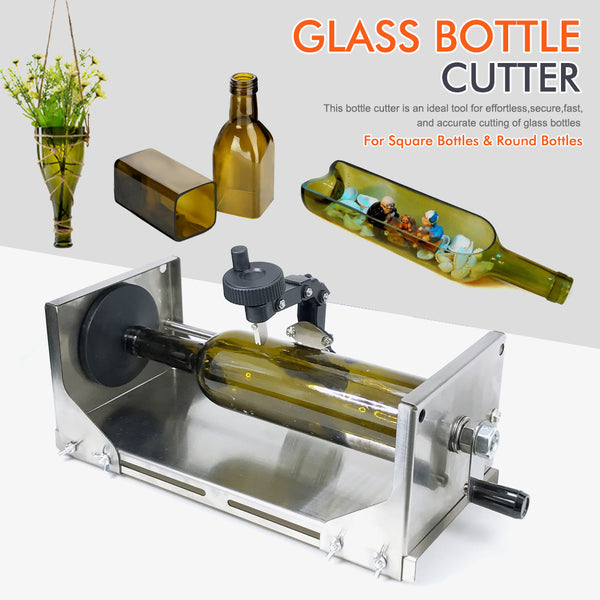 Upgraded Glass Bottle Stainless Steel Professional Cutter Generation II｜Handwheel-Operated Multi-Function Cutting Tool Set｜ DIY Wine Bottle Cutter｜Suitable for Round, Square and Irregular Bottles