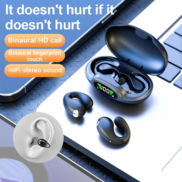 Wireless Bone Conduction Bluetooth Earphones | Comfortable Behind-the-ear Design | Smart Digital Battery Indicator | Bluetooth 5.3, Smart Fingerprint Touch Control, Hi-Fi Stereo Sound Quality