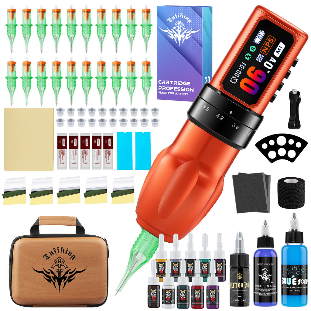 Pro-Grade Wireless Tattoo Pen Set | 7 Adjustable Strokes | Smart Color Display | 2200mAh All-in-One Rotary Machine