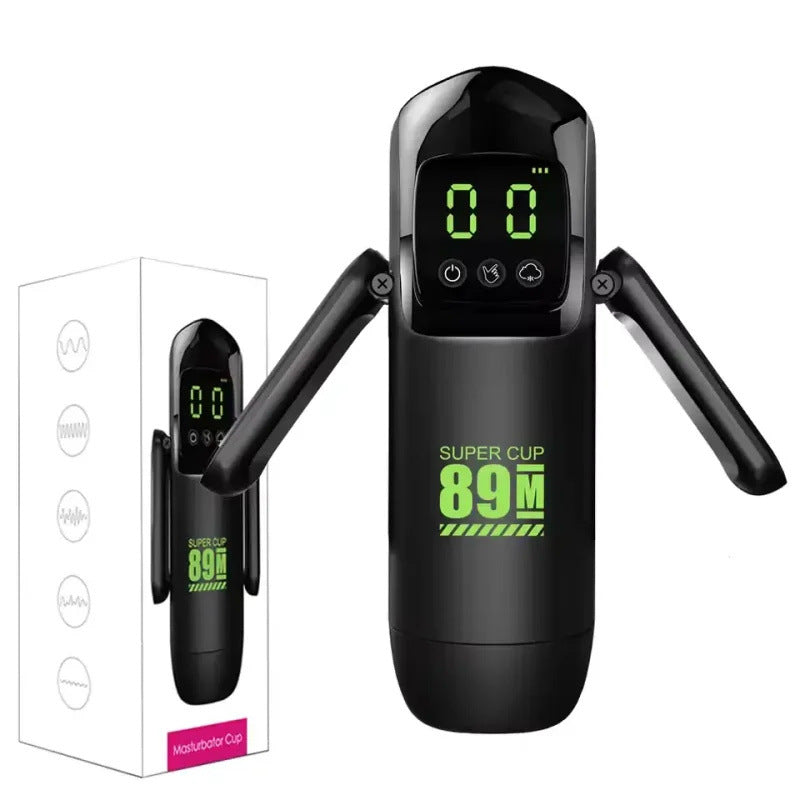 Dual-Handle Automatic Male Masturbator with LCD Display – 7 Sucking Modes and Vibration
