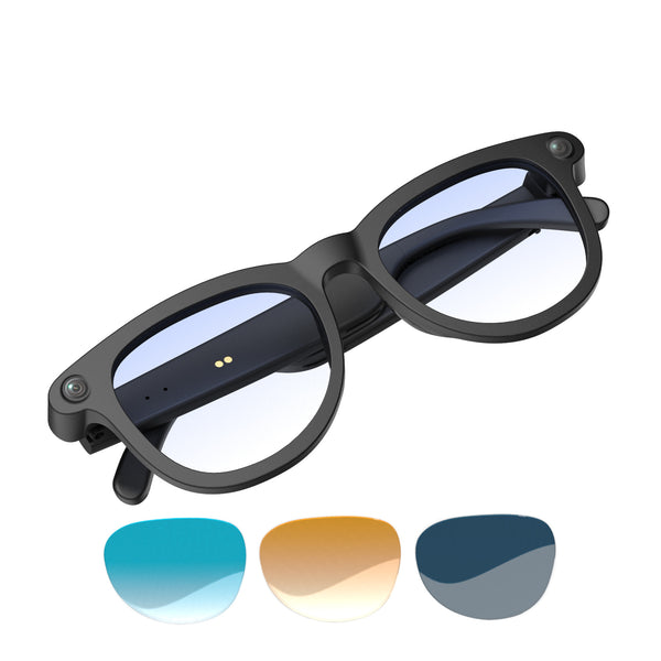 1080P AI Smart Assistant Camera Glasses with Three Interchangeable Lenses Real-time Simultaneous Interpretation Translation | HD Noise-Cancelling Calls | Cycling Photography | Touch Control | IPX5 Water Resistance