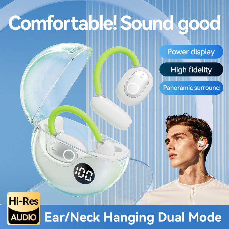 Dual Wear (Ear/Neck) ACS Panoramic Open-Ear Wireless Earbuds 72H Battery & Smart Control & Durability