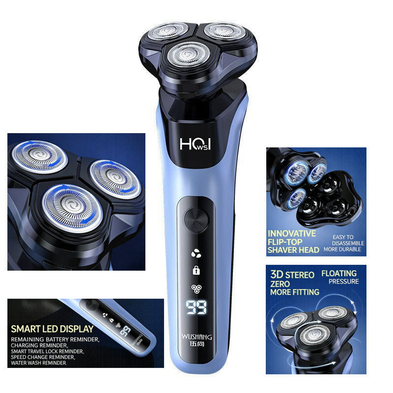 Men's Triple-Blade Floating Smart Electric Shaver Rechargeable Razor Wet & Dry Shaving Type-C Fast Charging LED Smart Display