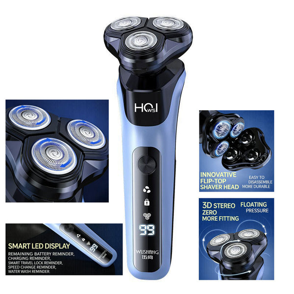 Men's Triple-Blade Floating Smart Electric Shaver Rechargeable Razor Wet & Dry Shaving Type-C Fast Charging LED Smart Display