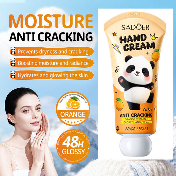SADOER Orange Vitamin C Glossy Hand Cream – Panda Series | 60g Anti-Cracking & Deep Moisturising Hand Cream