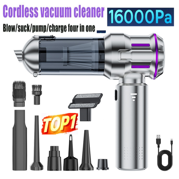New Upgraded 120W 16000Pa 4-in-1 Cordless Handheld Vacuum Cleaner Blower Vacuum Compressor Inflator Car/Home Vacuum Cleaner Blower