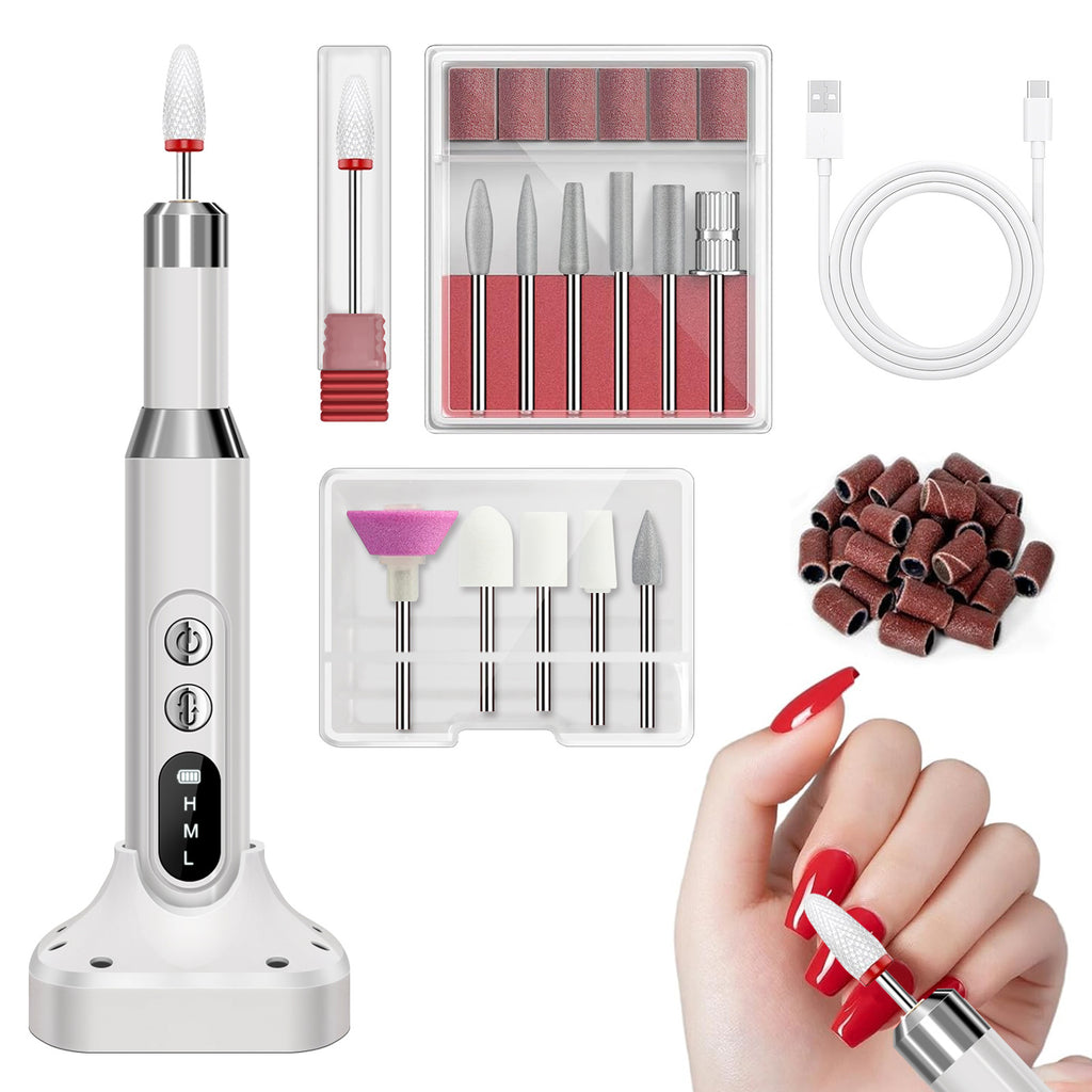 45000RPM Portable Wireless Nail Drill | Rechargeable Electric Nail File Kit with 12 Bits | Professional Manicure & Pedicure Tool for Salon & Home