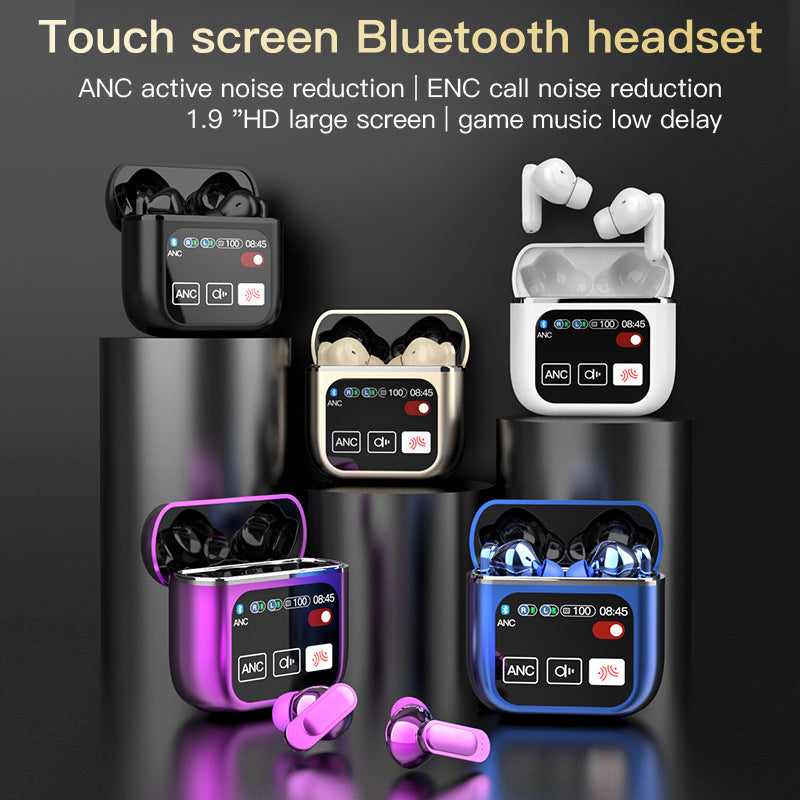 World-First Full Color Touch Screen TWS New Smart Touch Screen Display Noise-canceling Bluetooth Headphones