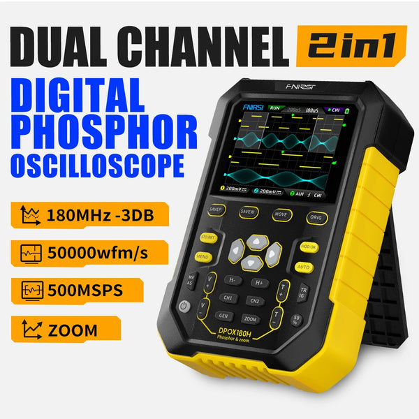 Oscilloscope DPOX180H Handheld Phosphor Digital Oscilloscope 180MHz -3DB 50000wfms/s Dual Channel 20Mhz Signal Generator ZOOM XY