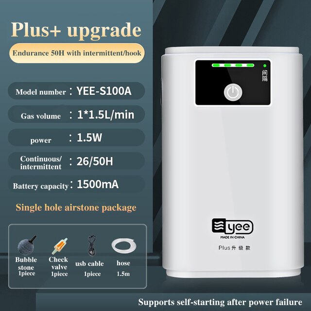 50 Hours Long Endurance Oxygen Pump Aquarium Fish Tank Oxygen Pump Portable Rechargeable Air Pump USB Lithium Battery Mute Fishing Aerator Oxygen Pump