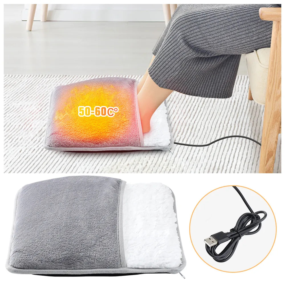 Portable Flannel Electric Foot Warmer Electric Heated Foot Fast Heating Pad Blanket Sheet Mat Washable Household for Men and Women Heater