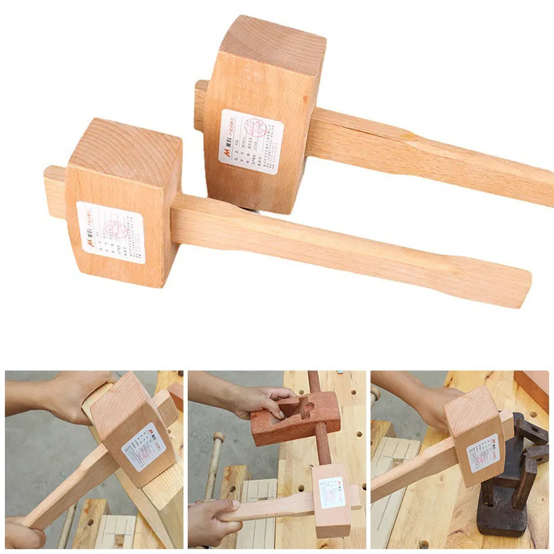 Professional Beech Wood Carpenter Wooden Hammer Wood Tapping Mallet Solid Damage-Free Striking Woodworking Carving Hand Tool