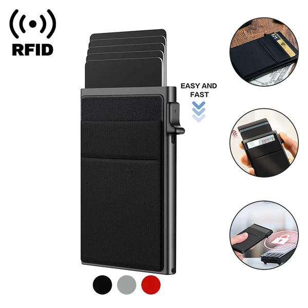 RFID Ultra Slim Pop-Up Luxury Metal Wallet Minimalist Wallet Men Women RFID Credit Card Holder