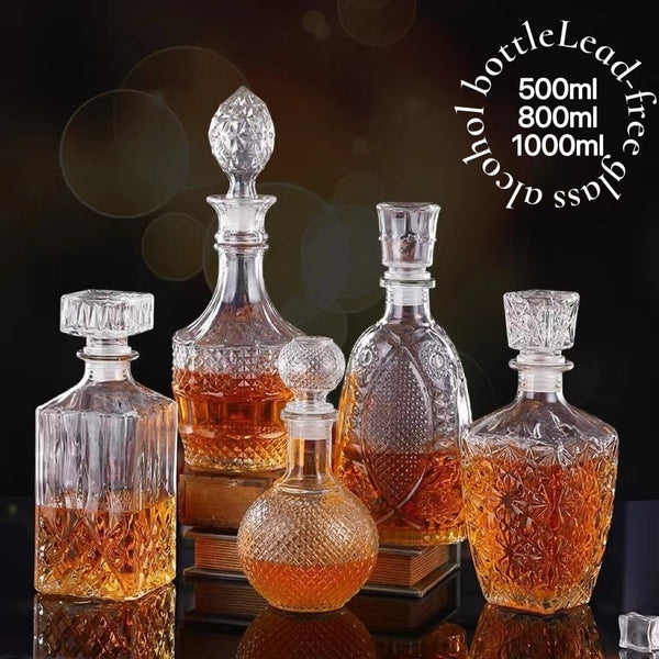 19 Styles 500ml-1000ml Luxury Wisky Glass Sealed Container Dispenser Bottle For Alcohol Brandy Vacuum Flask Bar Accessories Party Stocked