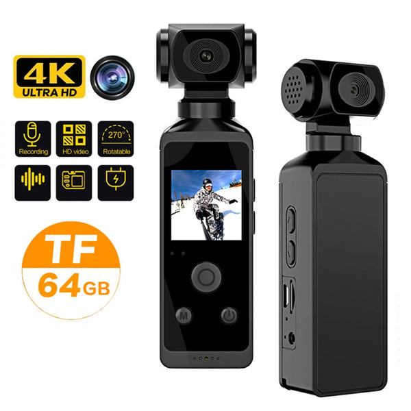 4K 1080P Pocket 64GB Camcorder HD Cam 270 Rotatable Wifi Cam 1.3" LCD Screen Mini sports Camera Motion Cameras