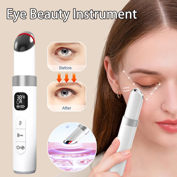 EMS Eye Beauty Instrument - Facial Massager with 3-Level Microcurrent, Red/Blue/Yellow Light Therapy, 38-45°C Heat Therapy, High Frequency Vibration, Eye Cream Enhancer for Dark Circles & Puffiness