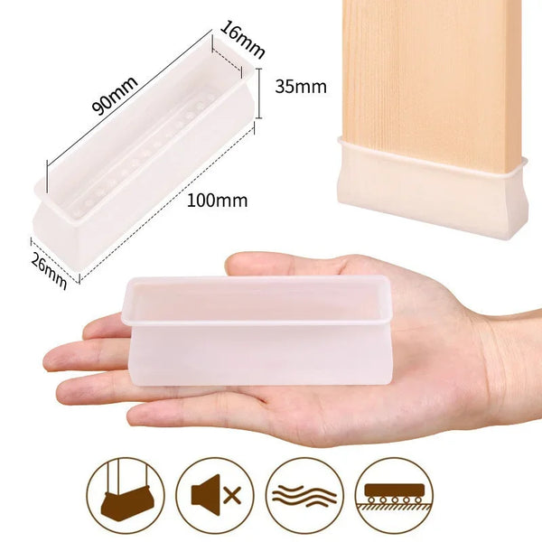 New 8PCs Silicone Anti-Slip Chair Leg Caps Thick Rectangular Furniture Floor Protector Pads Table Foot Cover Accessories
