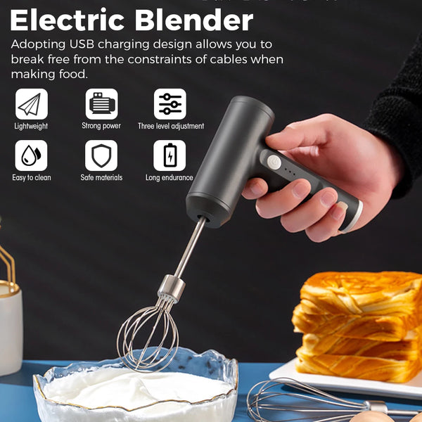 Electric Egg Blender Household Cordless Egg Hand Mixer Spiral Whisk Cream Mixer Egg Beater Dough Blender Home Kitchen Tool